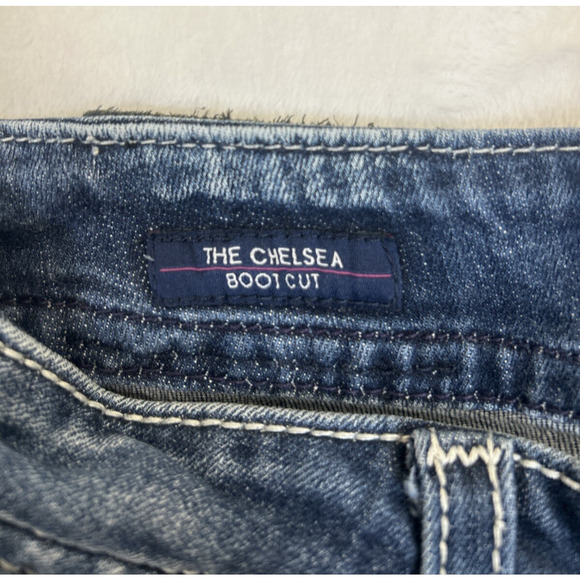 Vigoss Womens Blue Denim The Chelse Bootcut Jeans Mid Rise Size 3/4 x 32 Charity - Picture 8 of 15